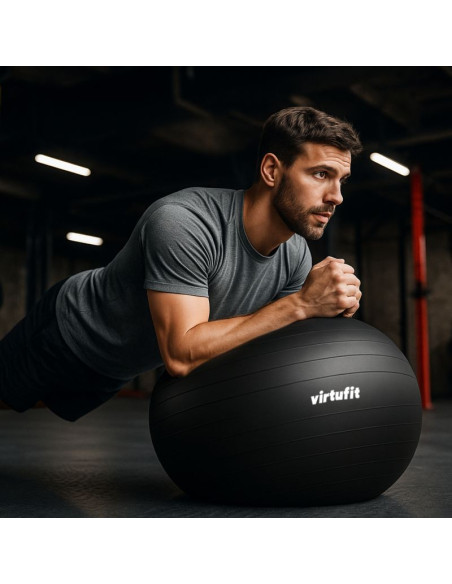 Virtufit piłka gimnastyczna anti-burst pro z pompką szara 65 cm