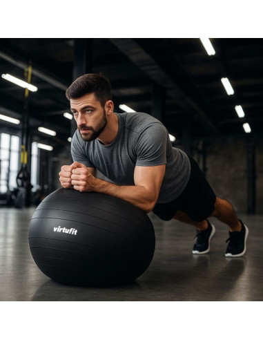 Virtufit piłka gimnastyczna anti-burst pro z pompką szara 65 cm