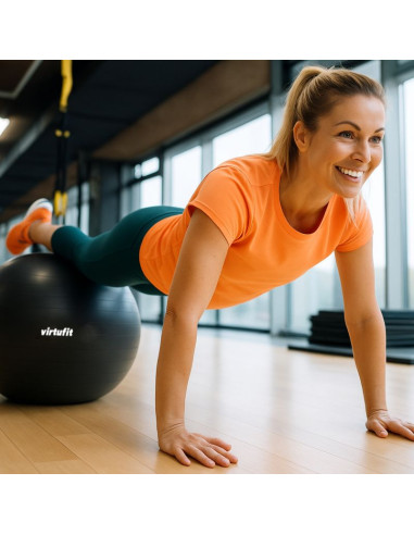 Virtufit piłka gimnastyczna anti-burst pro z pompką szara 65 cm