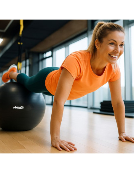 Virtufit piłka gimnastyczna anti-burst pro z pompką szara 65 cm