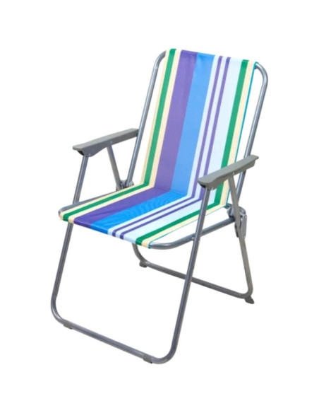 Krzesło turystyczne z podłokietnikami składane niebieskie pasy redcliffs