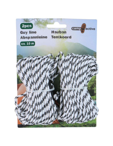 Linka turystyczna naciąg do namiotów 2szt 10m czarno biała camp active