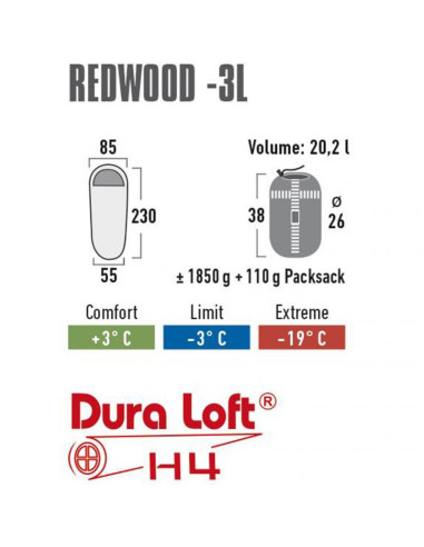 Śpiwór high peak redwood 3l  230x85x55 ciemnoszary lewy 23090