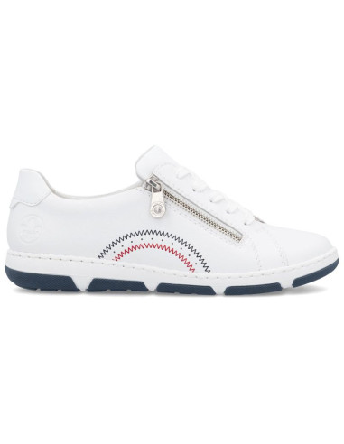 Skórzane półbuty damskie na suwak białe rieker 42424-80