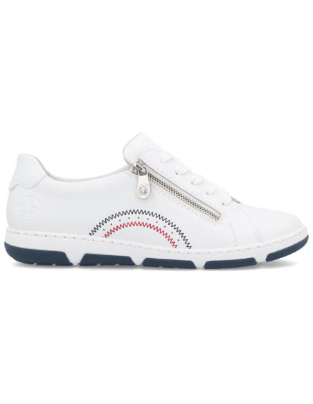 Skórzane półbuty damskie na suwak białe rieker 42424-80