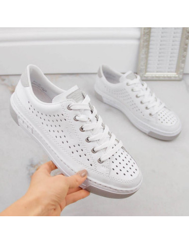 Skórzane buty ażurowe rieker w