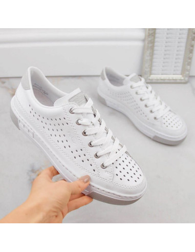 Skórzane buty ażurowe rieker w