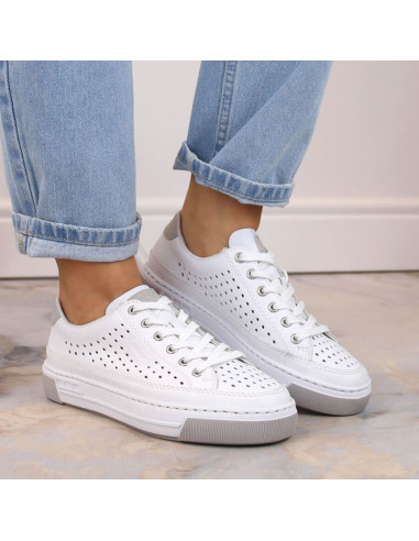 Skórzane buty ażurowe rieker w