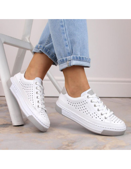 Skórzane buty ażurowe rieker w