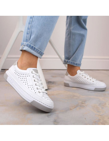 Skórzane buty ażurowe rieker w