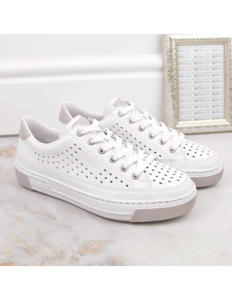 Skórzane buty ażurowe rieker w