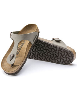 Japonki damskie szare-beżowe birkenstock gizeh birko-flor nubuck stone regular szerokie (43391) 2