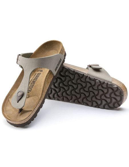 Japonki damskie szare-beżowe birkenstock gizeh birko-flor nubuck stone regular szerokie (43391)