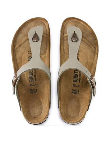 Japonki damskie szare-beżowe birkenstock gizeh birko-flor nubuck stone regular szerokie (43391)