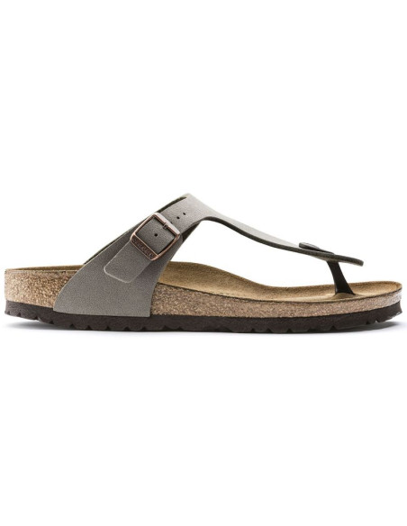 Japonki damskie szare-beżowe birkenstock gizeh birko-flor nubuck stone regular szerokie (43391)