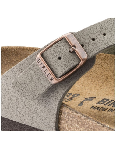 Japonki damskie szare-beżowe birkenstock gizeh birko-flor nubuck stone regular szerokie (43391)