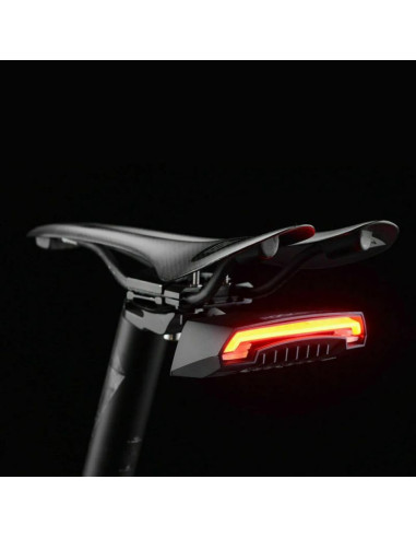 Lampka rowerowa tylna rockbros lkwd-r1 z laserem i pilotem + kabel micro usb - usb-a - czarna