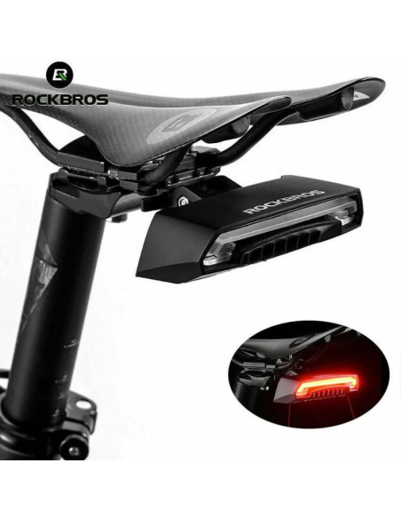 Lampka rowerowa tylna rockbros lkwd-r1 z laserem i pilotem + kabel micro usb - usb-a - czarna