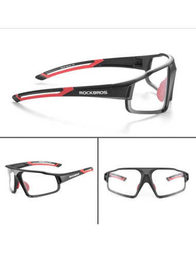 Okulary rowerowe rockbros sp216bk fotochromowe uv400 - czarno-czerwone