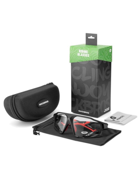 Okulary rowerowe rockbros sp216bk fotochromowe uv400 - czarno-czerwone