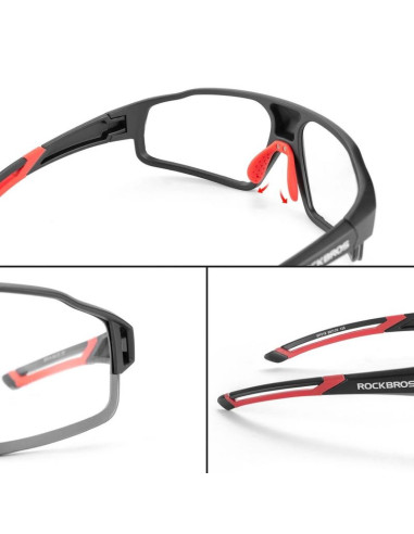 Okulary rowerowe rockbros sp216bk fotochromowe uv400 - czarno-czerwone