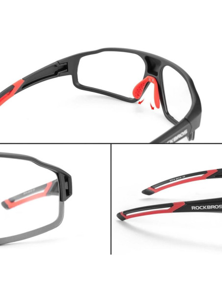 Okulary rowerowe rockbros sp216bk fotochromowe uv400 - czarno-czerwone