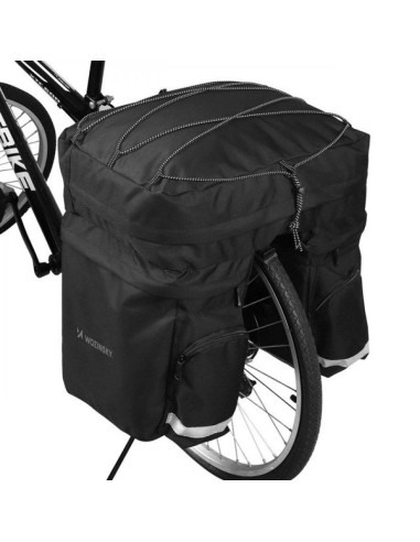 Wozinsky pojemna torba rowerowa 60 l na bagażnik (osłona przeciwdeszczowa w zestawie) czarny (wbb13bk)