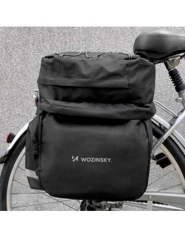Wozinsky pojemna torba rowerowa 60 l na bagażnik (osłona przeciwdeszczowa w zestawie) czarny (wbb13bk)