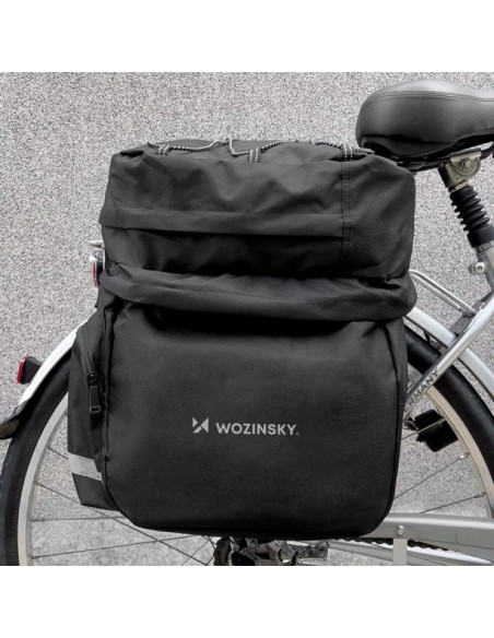 Wozinsky pojemna torba rowerowa 60 l na bagażnik (osłona przeciwdeszczowa w zestawie) czarny (wbb13bk)