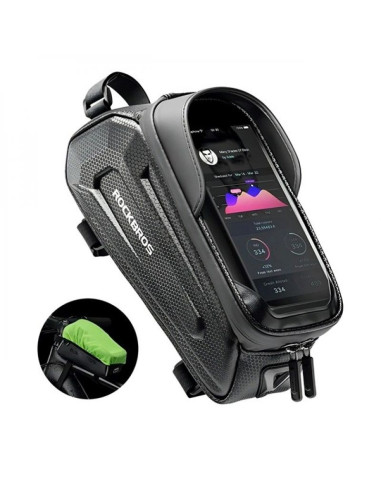 Sakwa rowerowa rockbros b68 na ramę pancerna z kieszonką na telefon i pokrowcem 1.7l - czarna