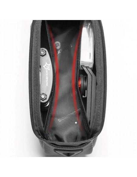 Sakwa rowerowa rockbros b68 na ramę pancerna z kieszonką na telefon i pokrowcem 1.7l - czarna