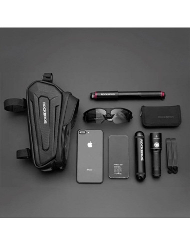 Sakwa rowerowa rockbros b68 na ramę pancerna z kieszonką na telefon i pokrowcem 1.7l - czarna