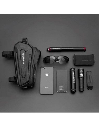 Sakwa rowerowa rockbros b68-1 na ramę pancerna z kieszonką na telefon 1.7l - czarna