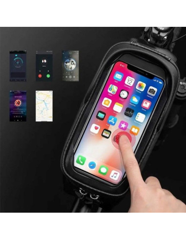 Sakwa rowerowa rockbros b68-1 na ramę pancerna z kieszonką na telefon 1.7l - czarna