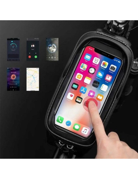 Sakwa rowerowa rockbros b68-1 na ramę pancerna z kieszonką na telefon 1.7l - czarna