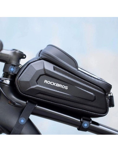 Sakwa rowerowa rockbros b68-1 na ramę pancerna z kieszonką na telefon 1.7l - czarna