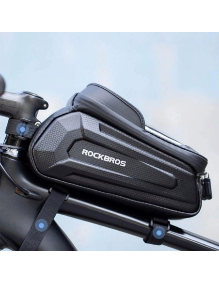 Sakwa rowerowa rockbros b68-1 na ramę pancerna z kieszonką na telefon 1.7l - czarna