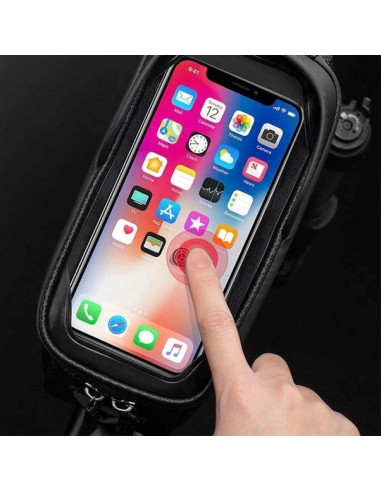 Sakwa rowerowa rockbros b68-1 na ramę pancerna z kieszonką na telefon 1.7l - czarna