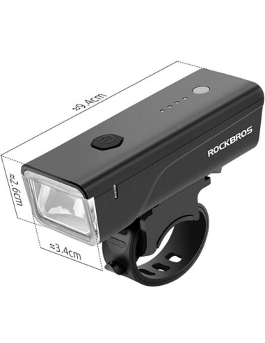 Lampka rowerowa przednia rockbros 24510003001 260 lm + kabel usb-c - usb-a - czarna