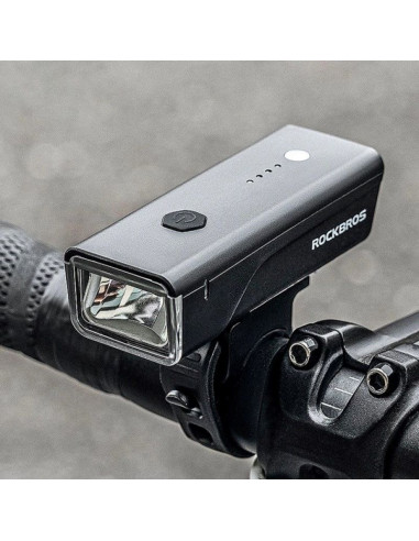 Lampka rowerowa przednia rockbros 24510003001 260 lm + kabel usb-c - usb-a - czarna