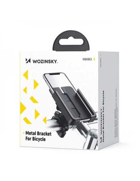 Wozinsky metalowy uchwyt na telefon do roweru, hulajnogi czarny (wbhbk3)