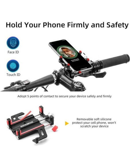 Uchwyt rowerowy rockbros 699-bk ze stopu aluminium do telefonu - czarny