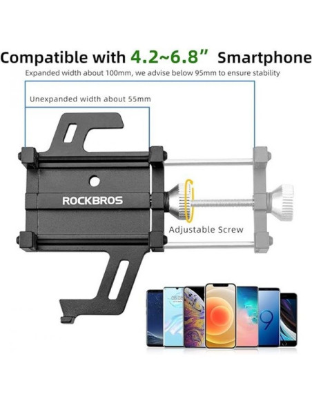 Uchwyt rowerowy rockbros 699-bk ze stopu aluminium do telefonu - czarny