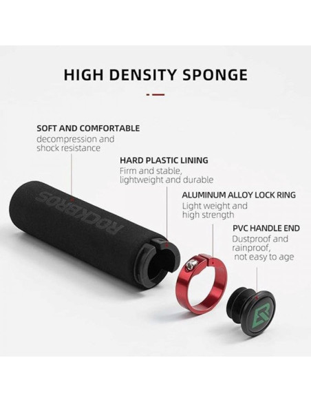 Uchwyty rowerowe rockbros bt1001bkrd z gąbki na kierownicę - czarno-czerwone