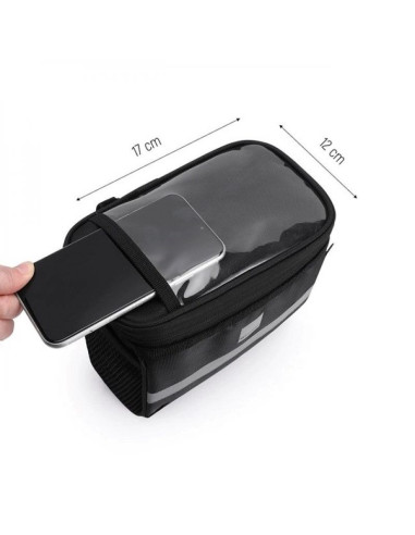 Wozinsky torba rowerowa na kierownicę z etui na telefon 2 l czarny (wbb12bk)