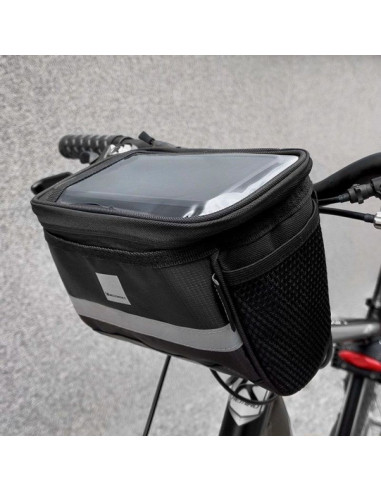 Wozinsky torba rowerowa na kierownicę z etui na telefon 2 l czarny (wbb12bk)