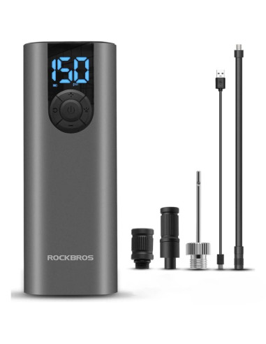 Elektryczna pompka do roweru rockbros 42720001001 z wyświetlaczem led + kabel usb-c - usb-a - czarna