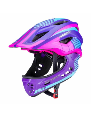 Kask rowerowy rockbros tt-32sbpp-s dziecięcy z odpinaną szczęką rozmiar s - fioletowo-różowy