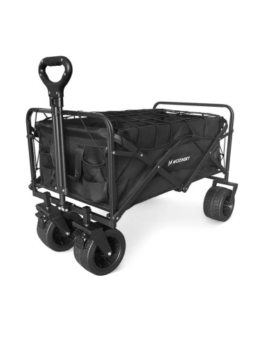 Wózek wozinsky wzp-100 plażowy, turystyczny, ogrodowy, wytrzymały, szerokie koła, z siatką bezpieczeństwa do 100 kg - czarny