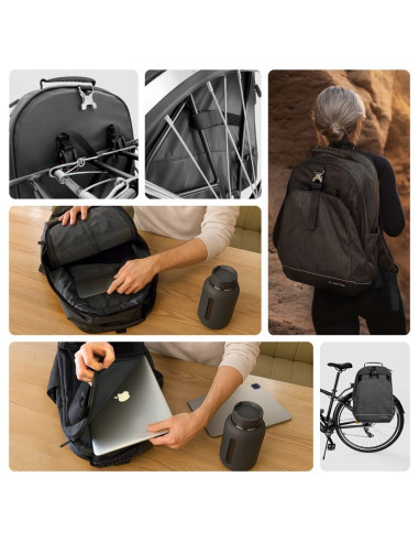 Wozinsky torba rowerowa na bagażnik plecak rowerowy ze stelażem 2w1 40l czarny (wbb33bk)